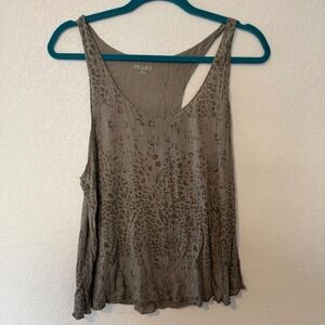 Mudd Womens XL Olive‎ Green Animal Print Tank Top Sleeveless Casual Cute